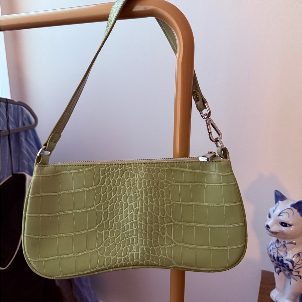 Green Crocodile-Embossed Women's Bag